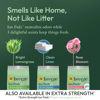 (10 Pack)   Breeze Bright Lemongrass Scented Ion Cat Litter Pads Refill Pack